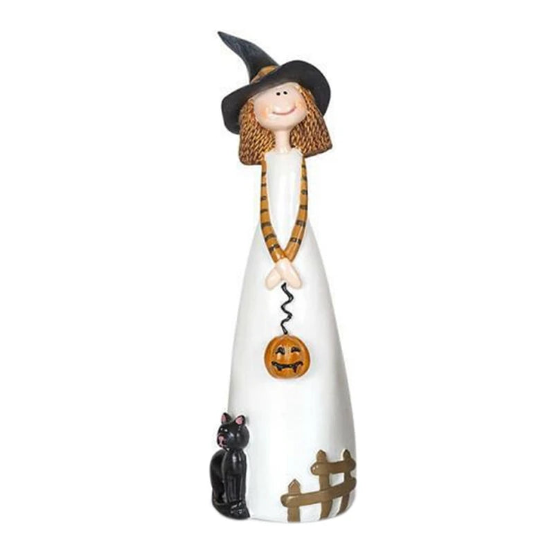 Halloween Witch Figurine Resin Statue – Cute Elf Witch Home Decor Sculpture (1 Piece)