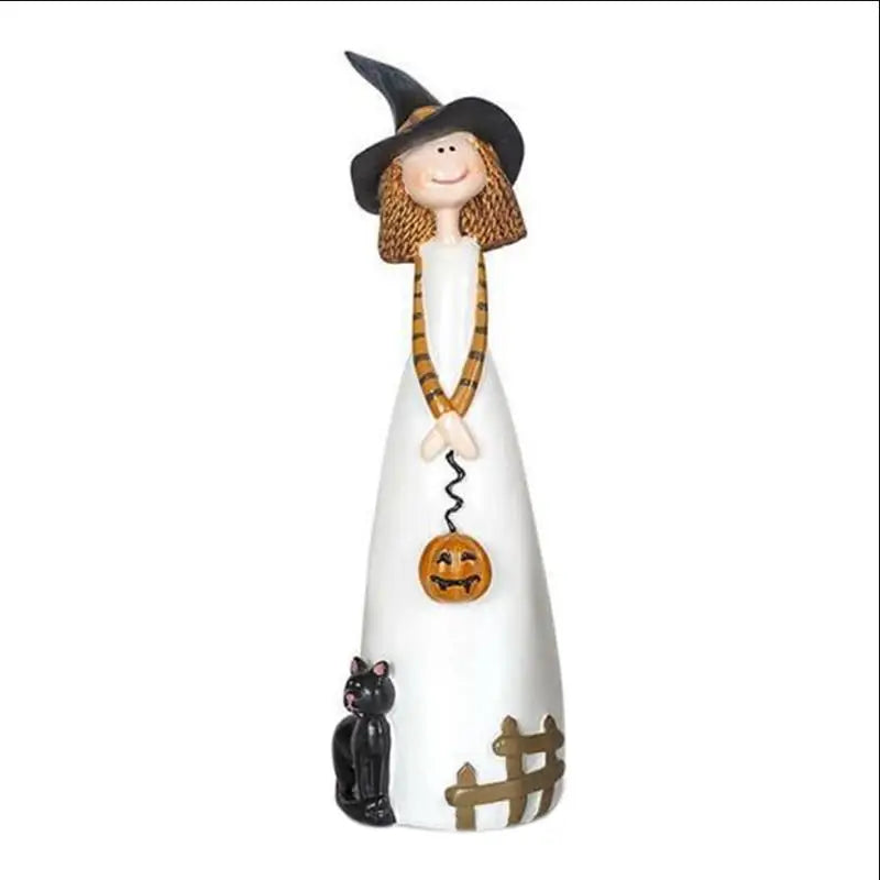Halloween Witch Figurine Resin Statue – Cute Elf Witch Home Decor Sculpture (1 Piece)