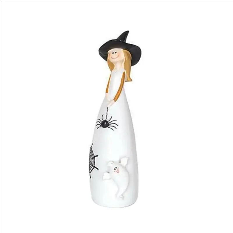 Halloween Witch Figurine Resin Statue – Cute Elf Witch Home Decor Sculpture (1 Piece)